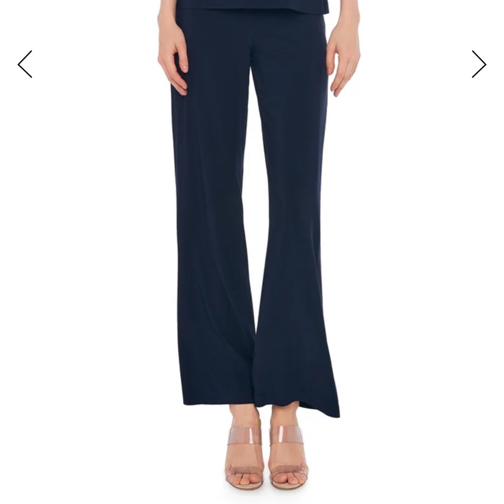 Norma Kamali High-Waist Straight Leg Pant in Midnight Blue